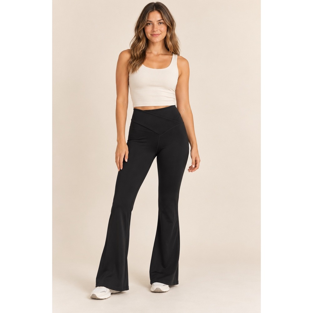 OFFLINE by Aerie Real Me High Waisted Crossover Flare Leggings Black Medium